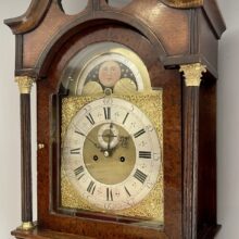 Walnut & Oak Georgian Moonphase Longcase Clock 12