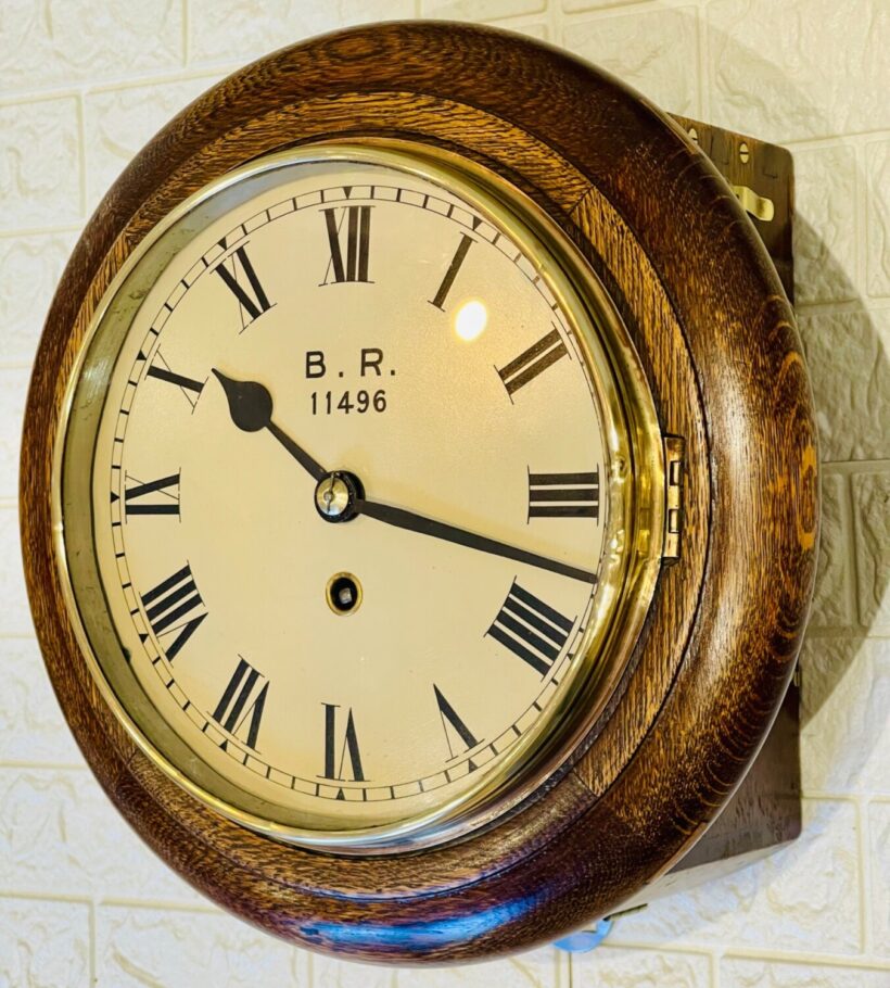 British Rail Oak Fusee Railway Wall Clock 2