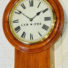 Lancs yorks Railway Oak Fusee Drop Dial Clock 5
