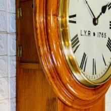 Lancs yorks Railway Oak Fusee Drop Dial Clock 9