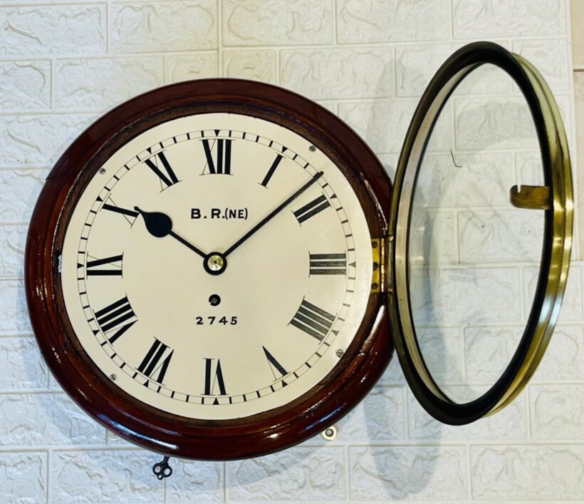 10 Inch N.e.r Fusee Dial Railway Clock History 5