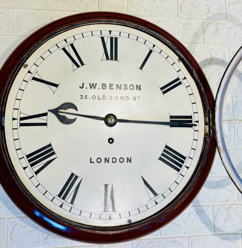 Immaculate J W Benson Fusee Dial Wall Clock 11