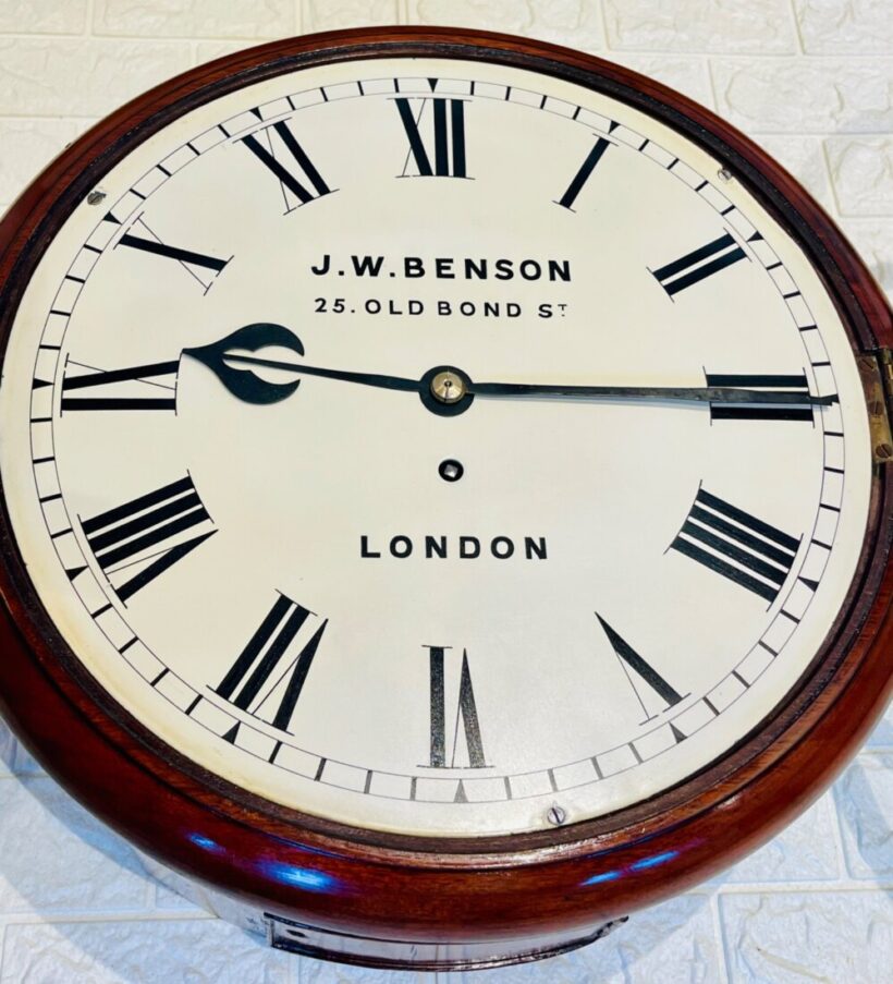 Immaculate J W Benson Fusee Dial Wall Clock 12