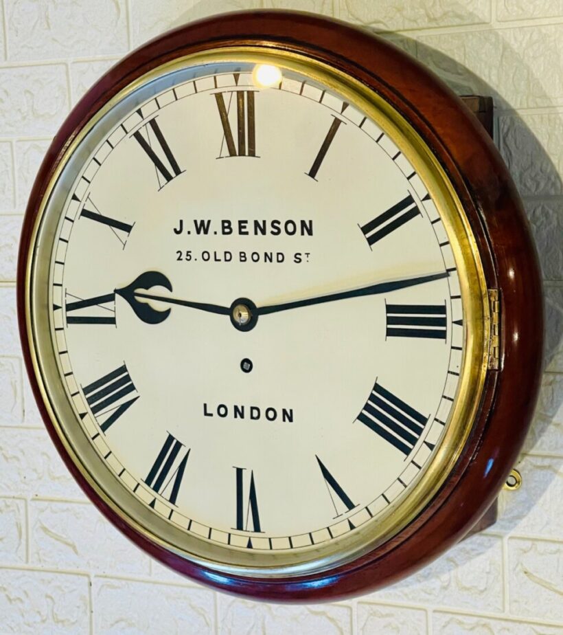 Immaculate J W Benson Fusee Dial Wall Clock 6