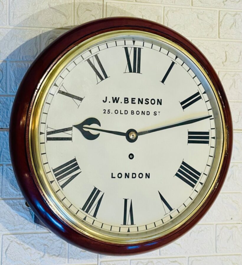 Immaculate J W Benson Fusee Dial Wall Clock 7