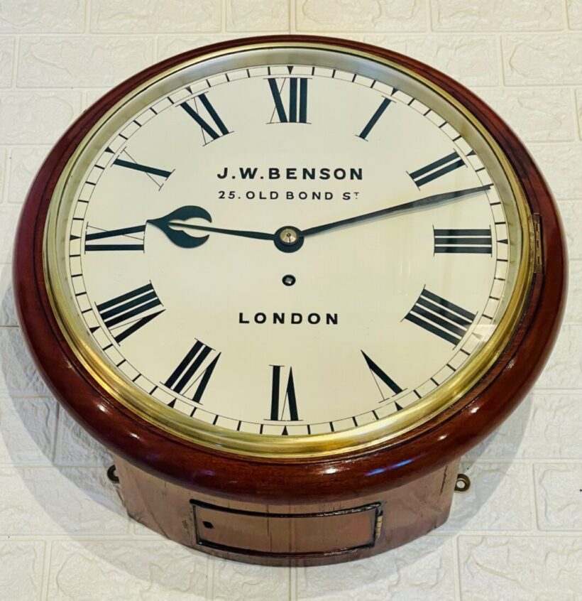 Immaculate J W Benson Fusee Dial Wall Clock 8