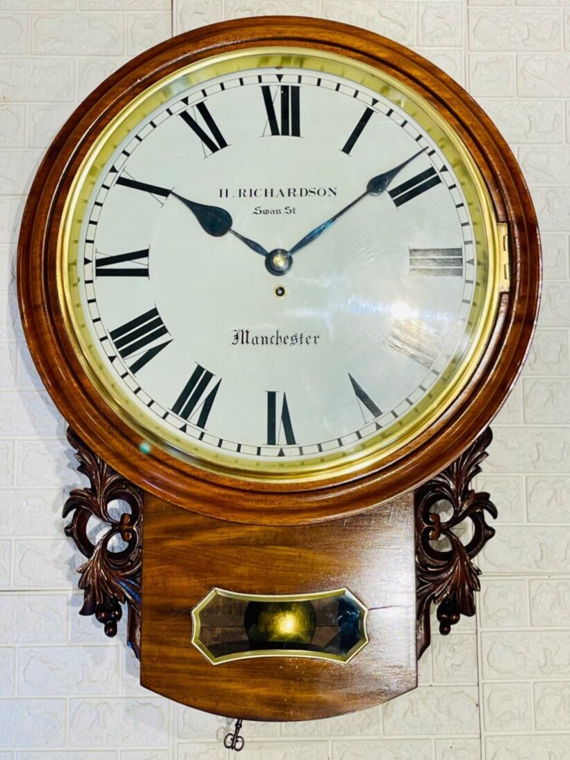 Large Oak Fusee Drop Dial Clock Magnificent 1