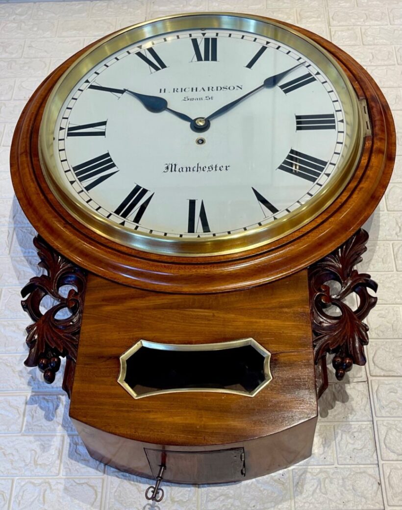 Large Oak Fusee Drop Dial Clock Magnificent 10