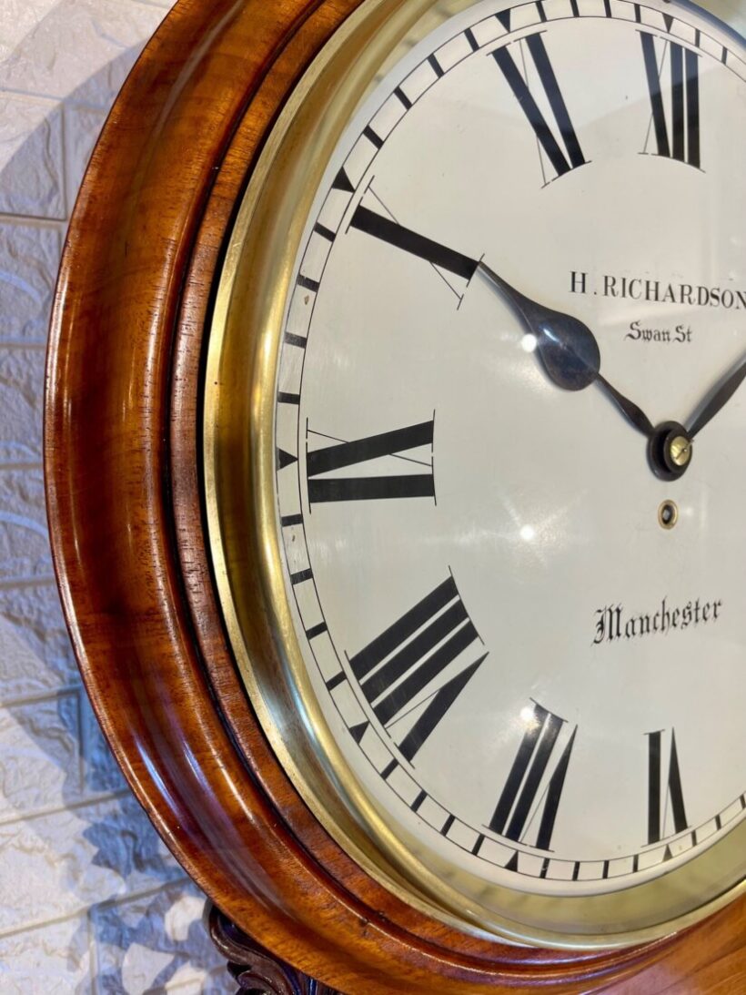Large Oak Fusee Drop Dial Clock Magnificent 11
